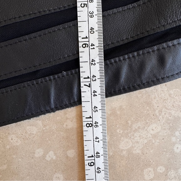 Overland Black Short Lamb Leather and Mesh Stripe Full Zip Jacket Womens Size XS - Picture 13 of 16